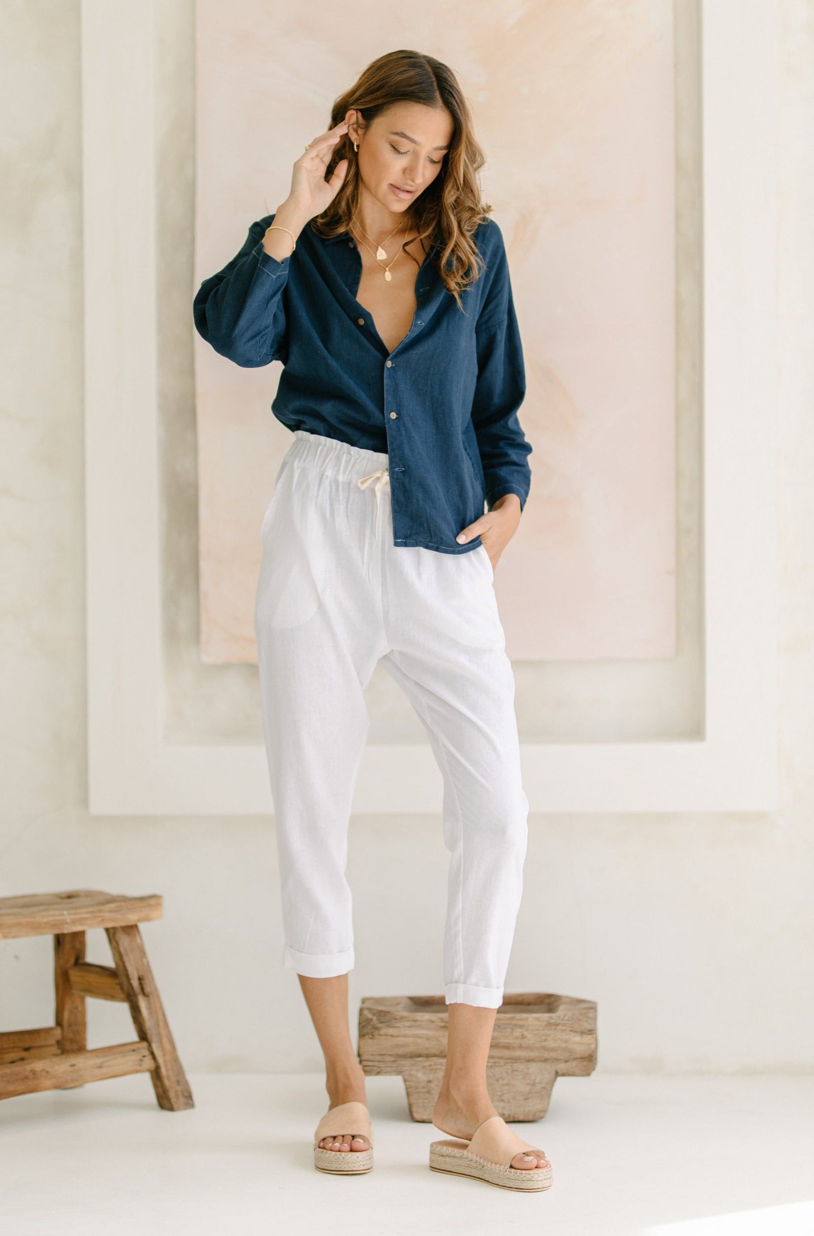 Plant Dyed Linen Shandy Shirt - Ocean Blue