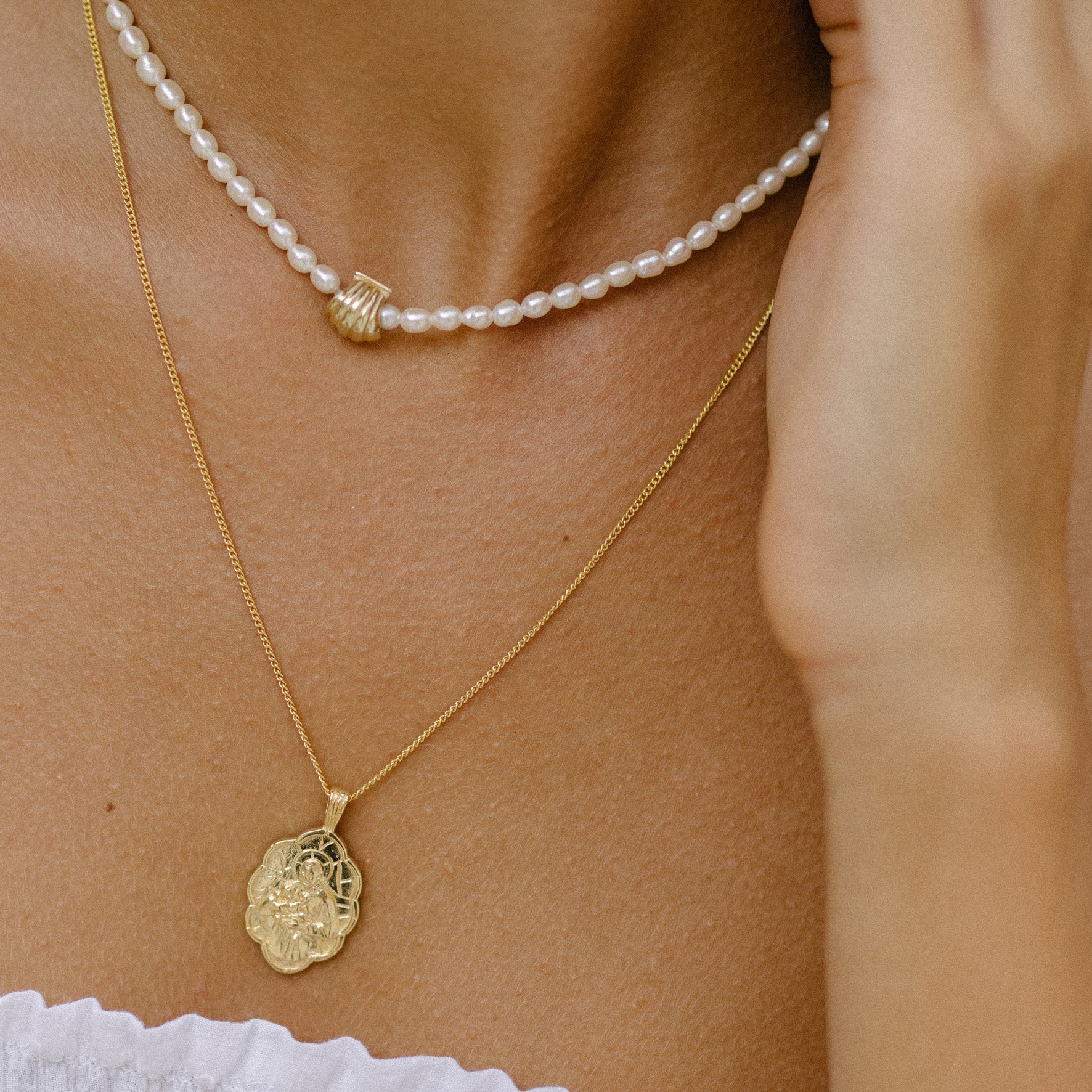 Pearly Whites Necklace - SILVER and necklace gold with pendant