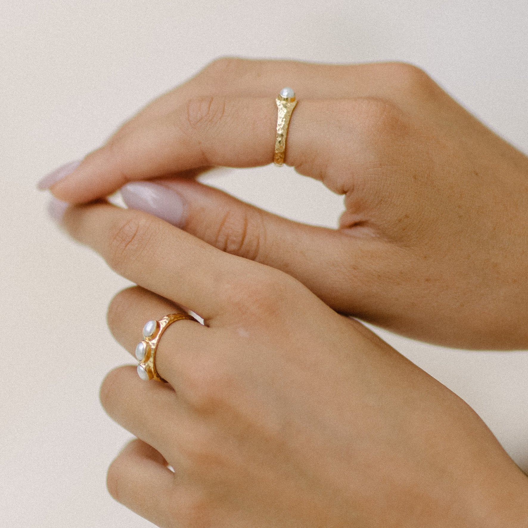 Polly Triple and Pia Pearl Ring -GOLD