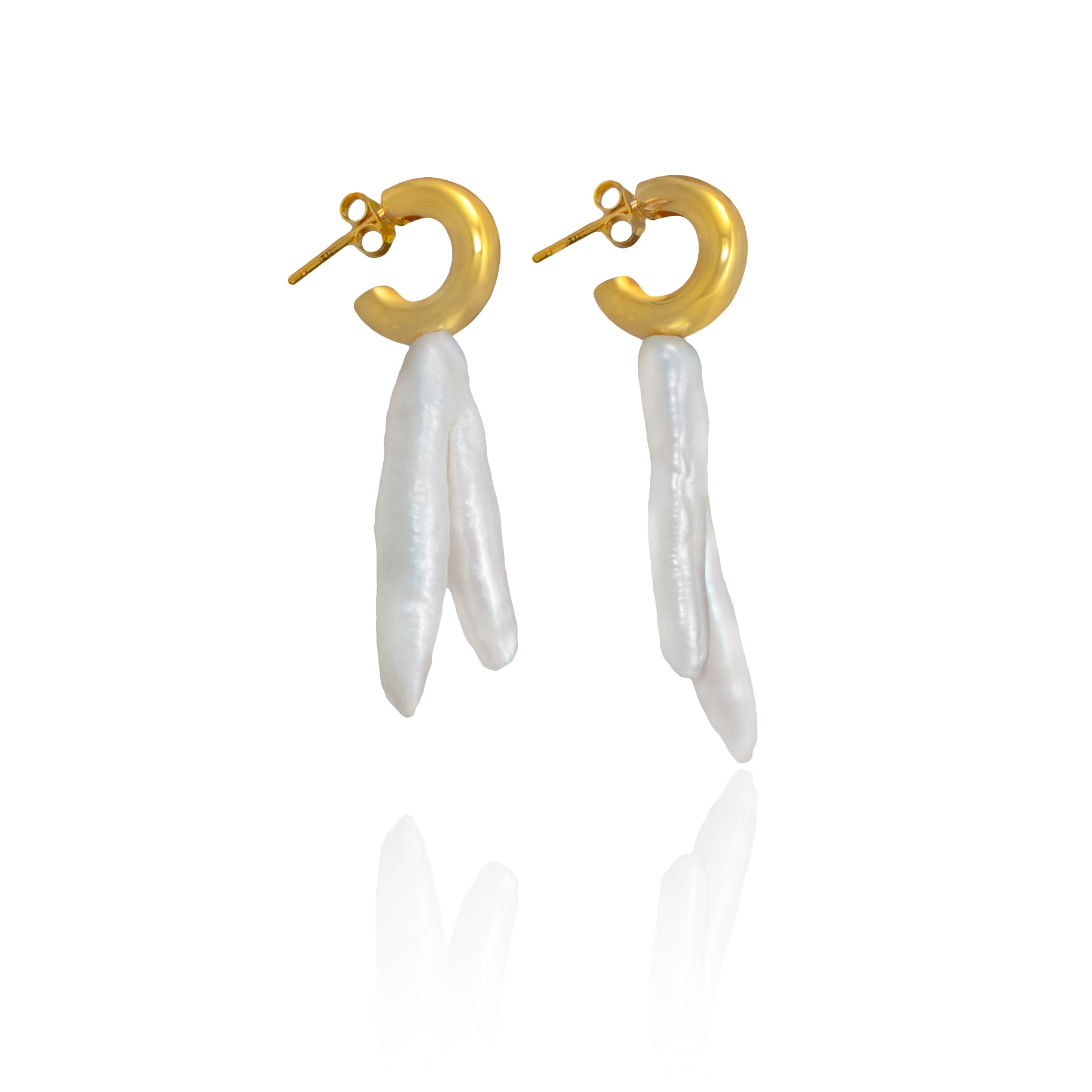 Irregular Split Pearl Earrings Luna Rose - Gold