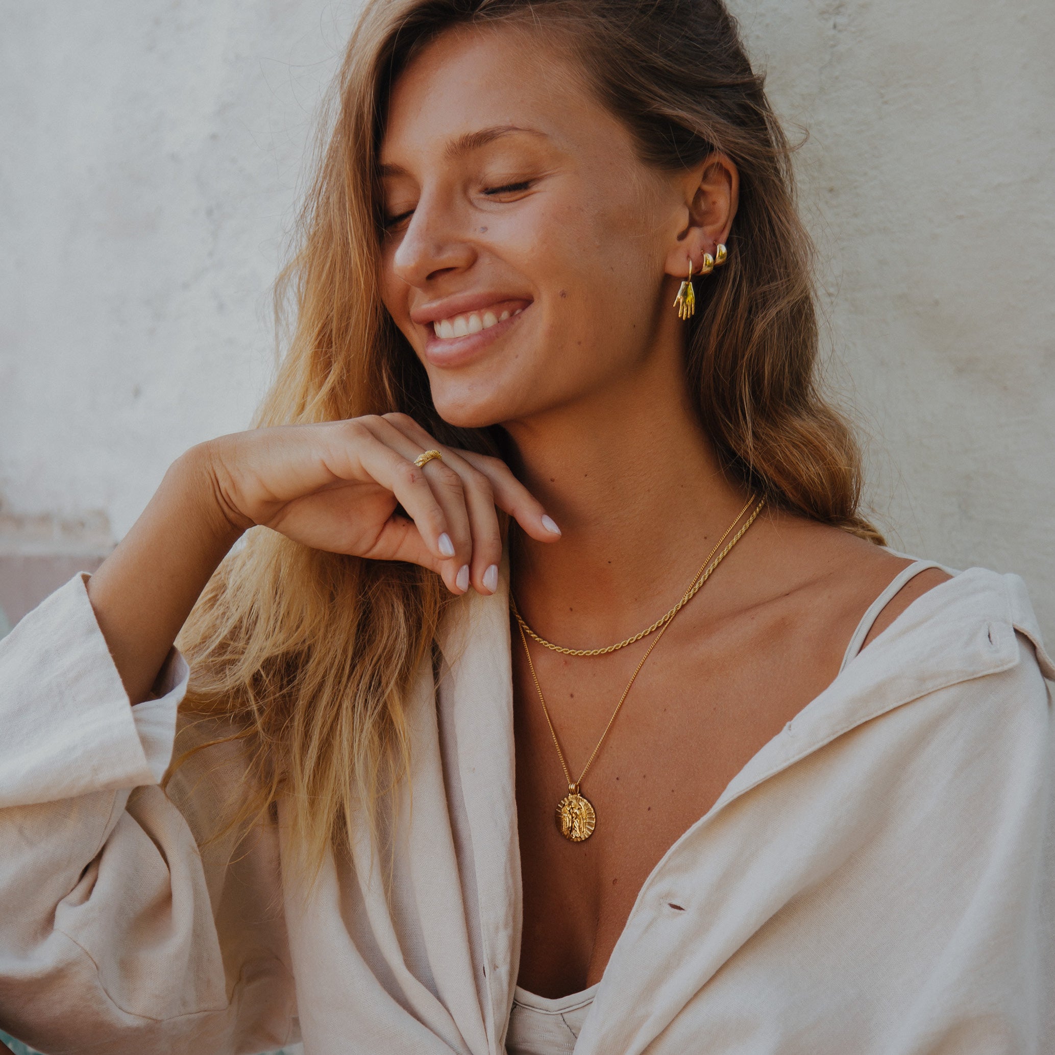 St Gabriel - Archangel Saint of Communication Necklace - Gold