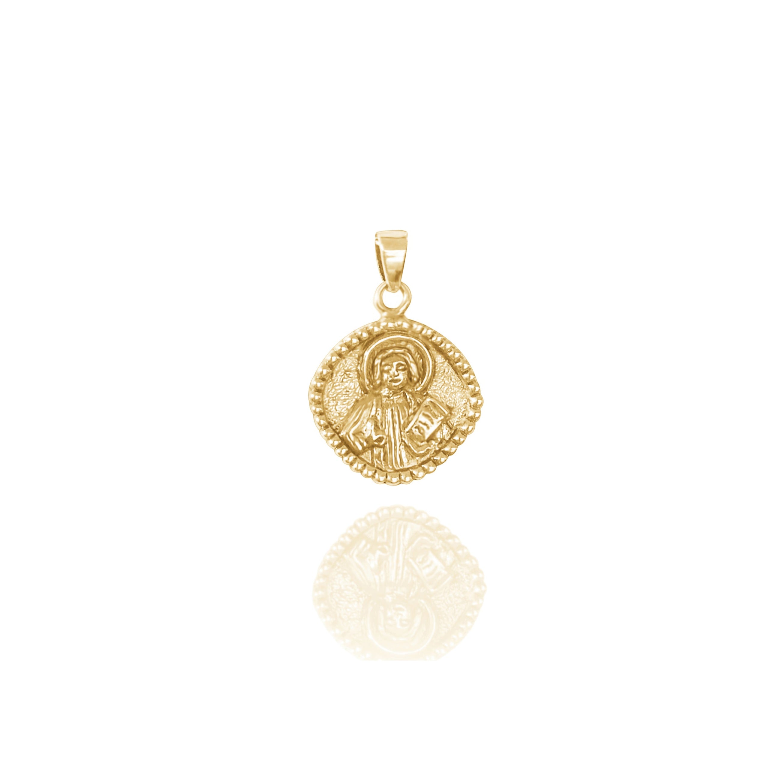 St John pendant gold on white background