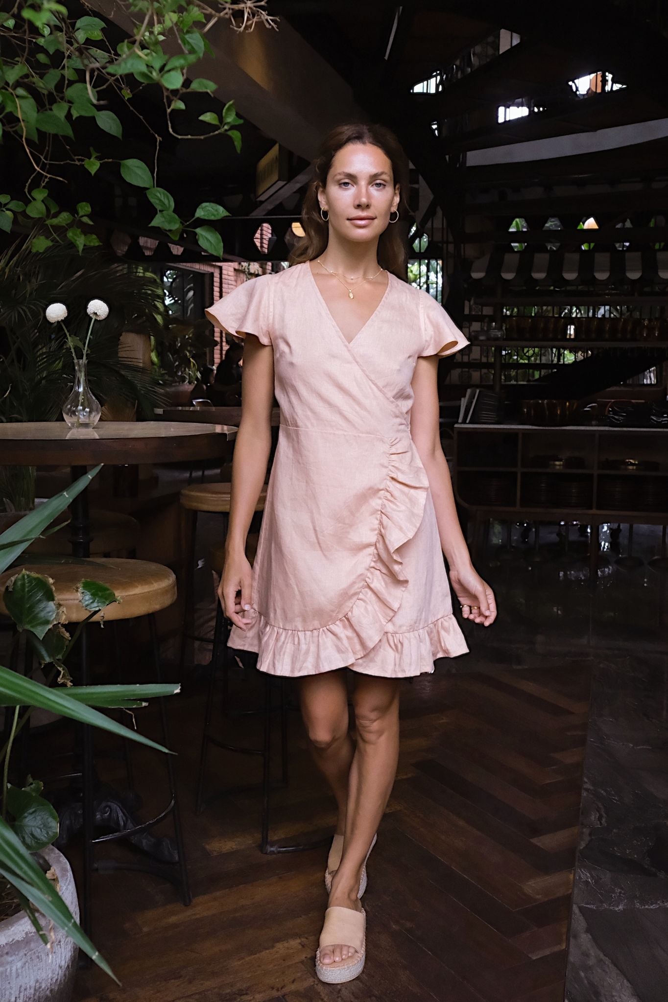 DAPHNE WRAP DRESS - Cactus Peach