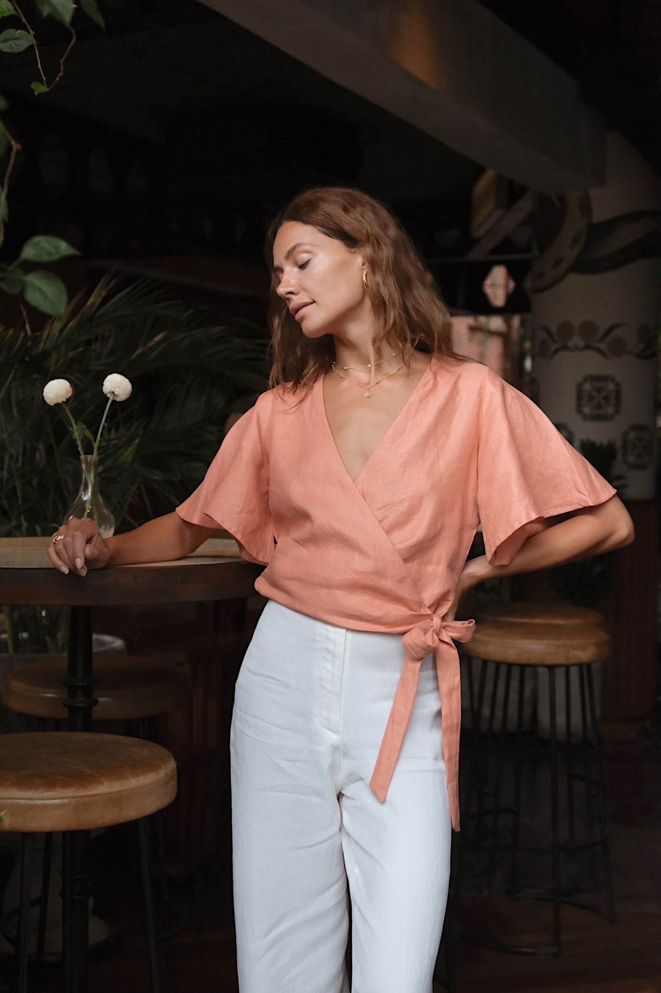 LILY WRAP TOP - Vintage Blush