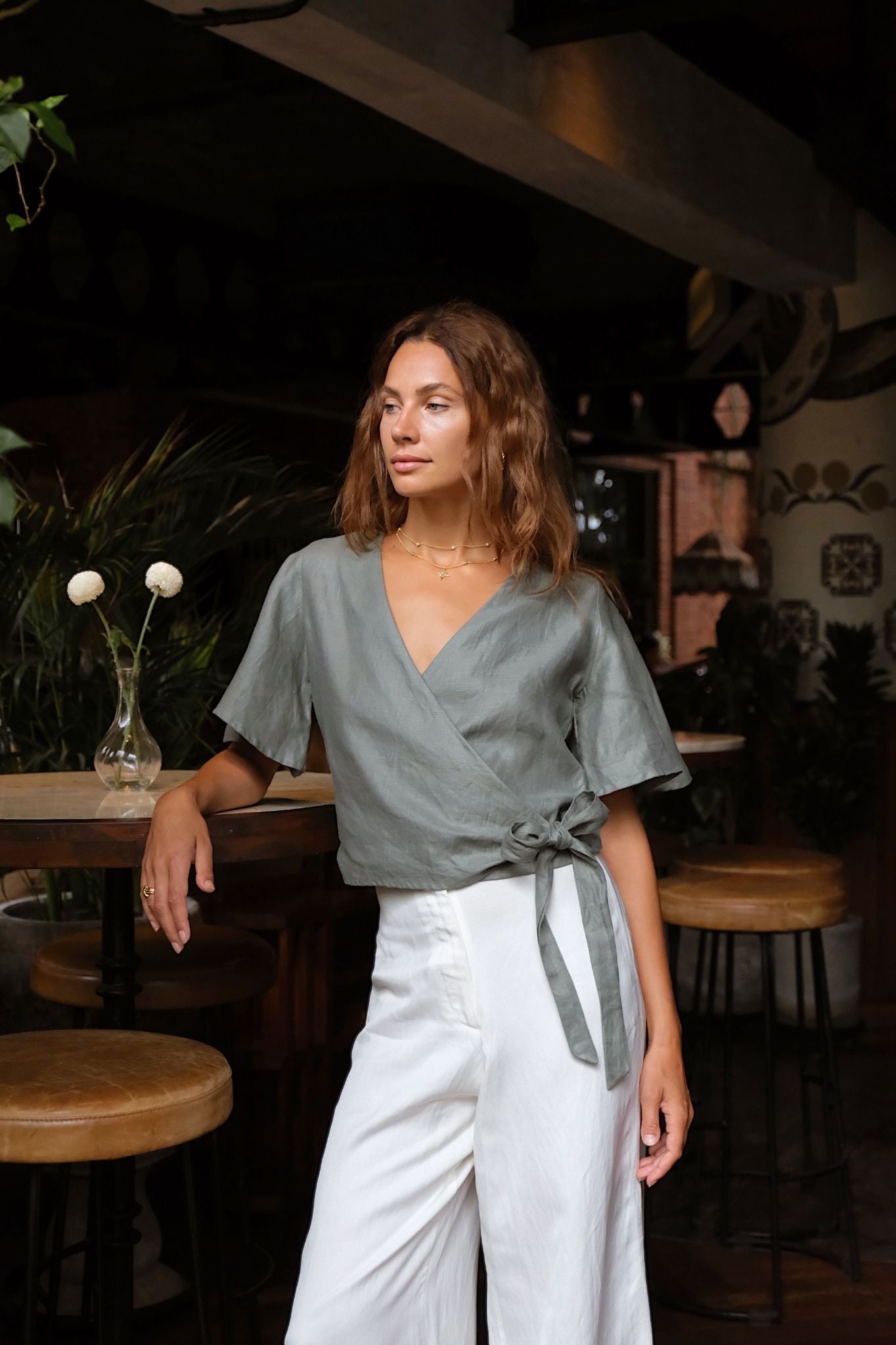 LILY WRAP TOP - Agave