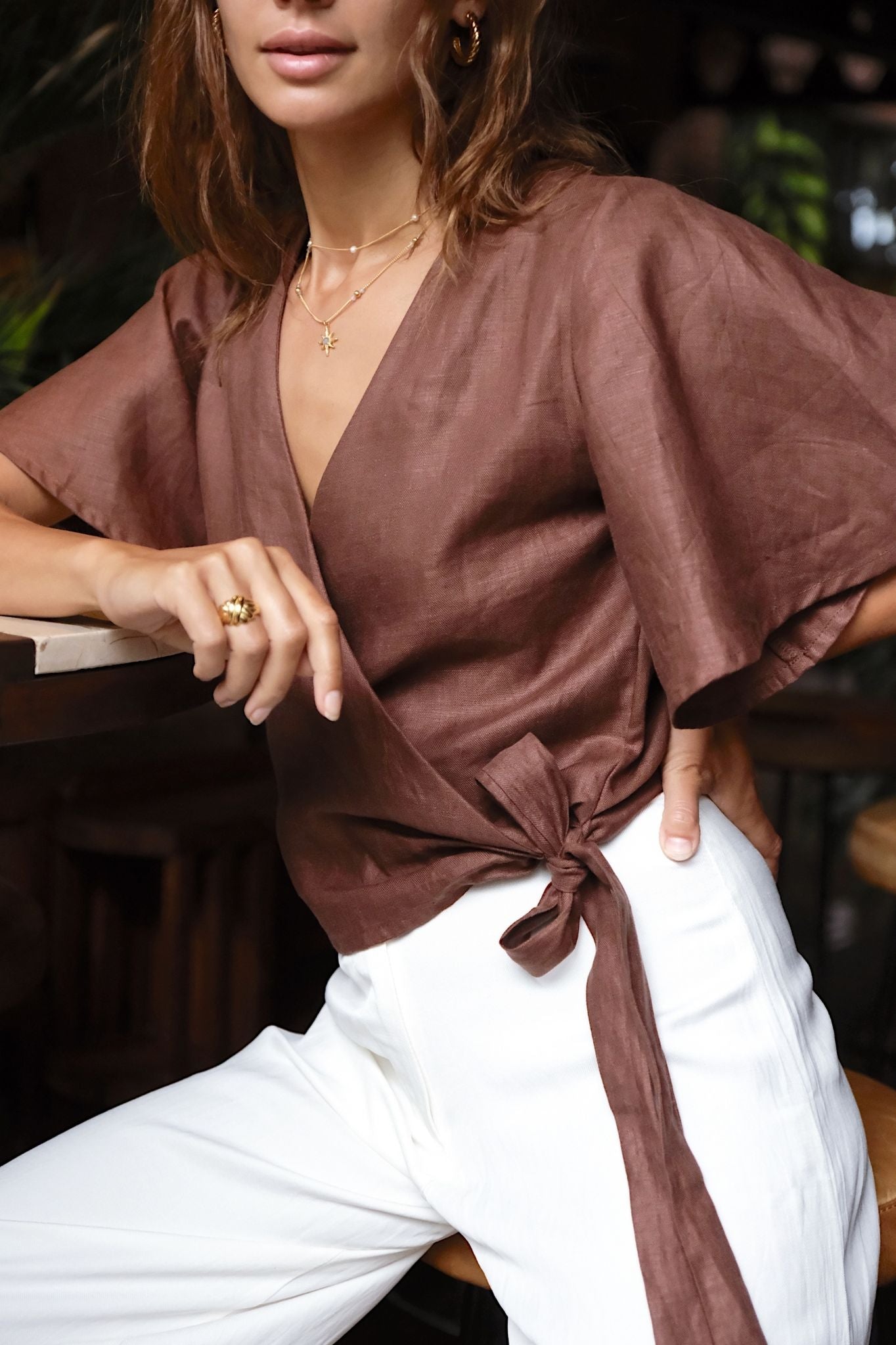 LILY WRAP TOP - Espresso