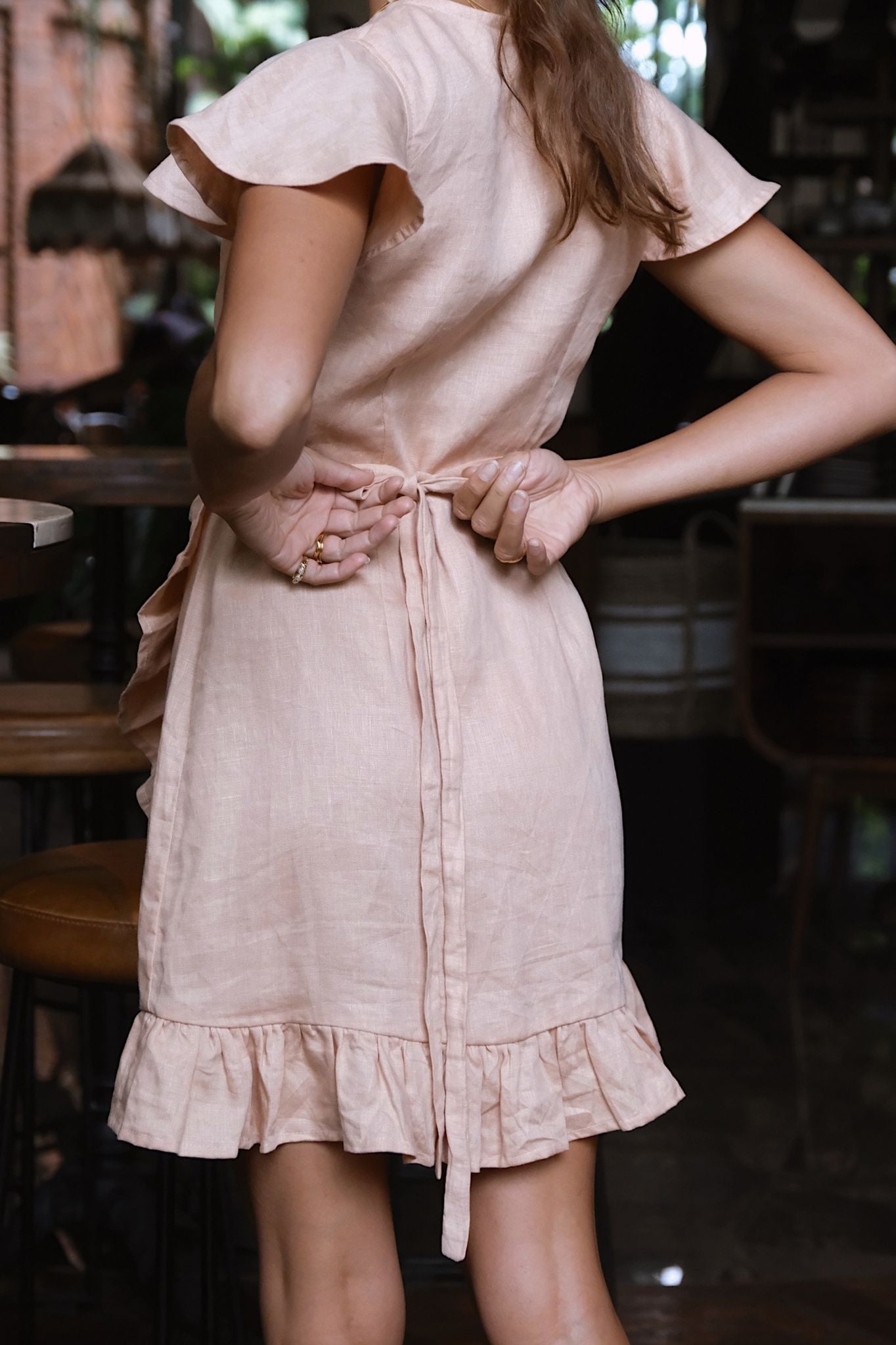 DAPHNE WRAP DRESS - Cactus Peach