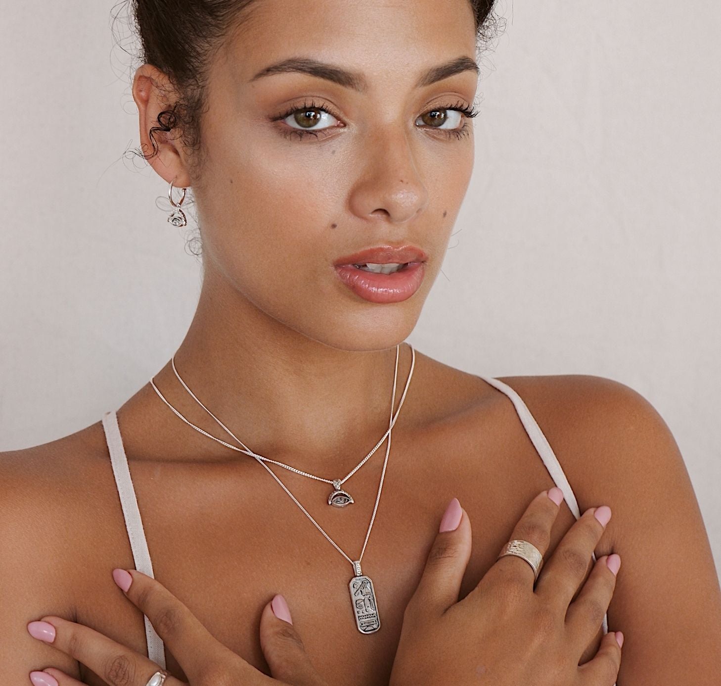 Protection Evil Eye Necklace -  Silver