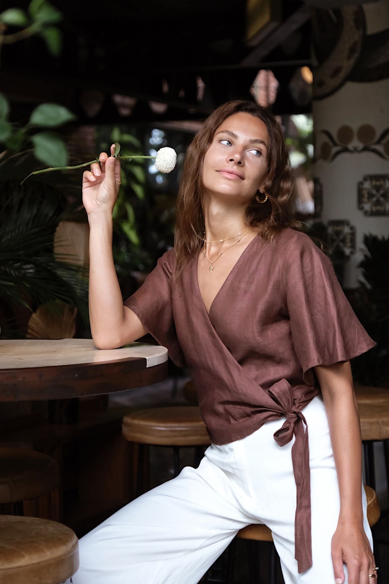 LILY WRAP TOP - Espresso