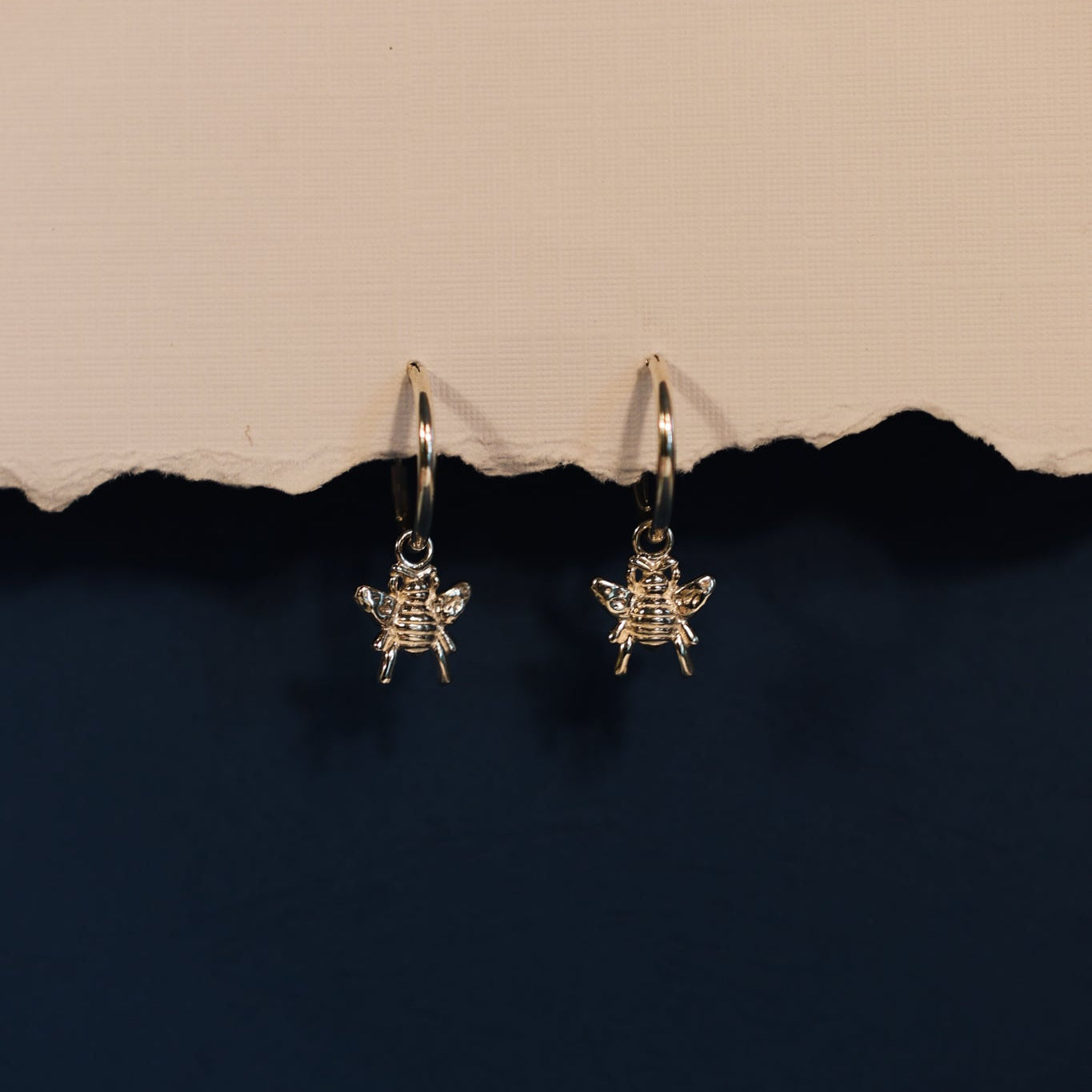 Honey Bee Charm Huggie Earrings (Strength & Resilience) - Silver