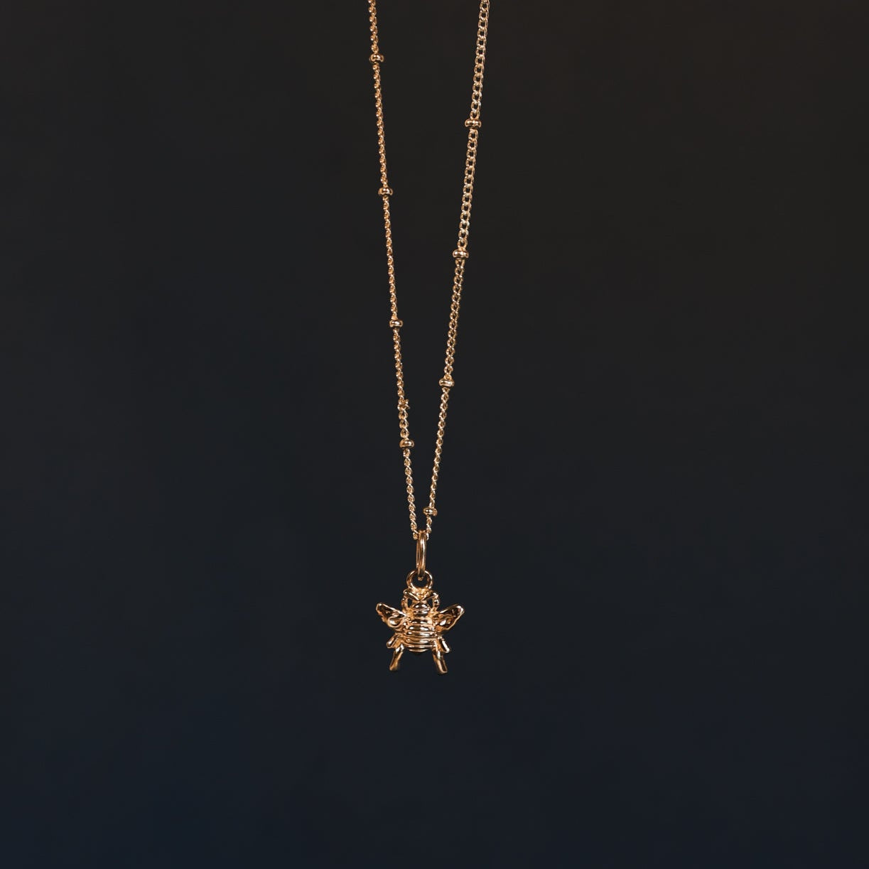 Honey Bee Charm Necklace (Strength & Resilience) - Silver