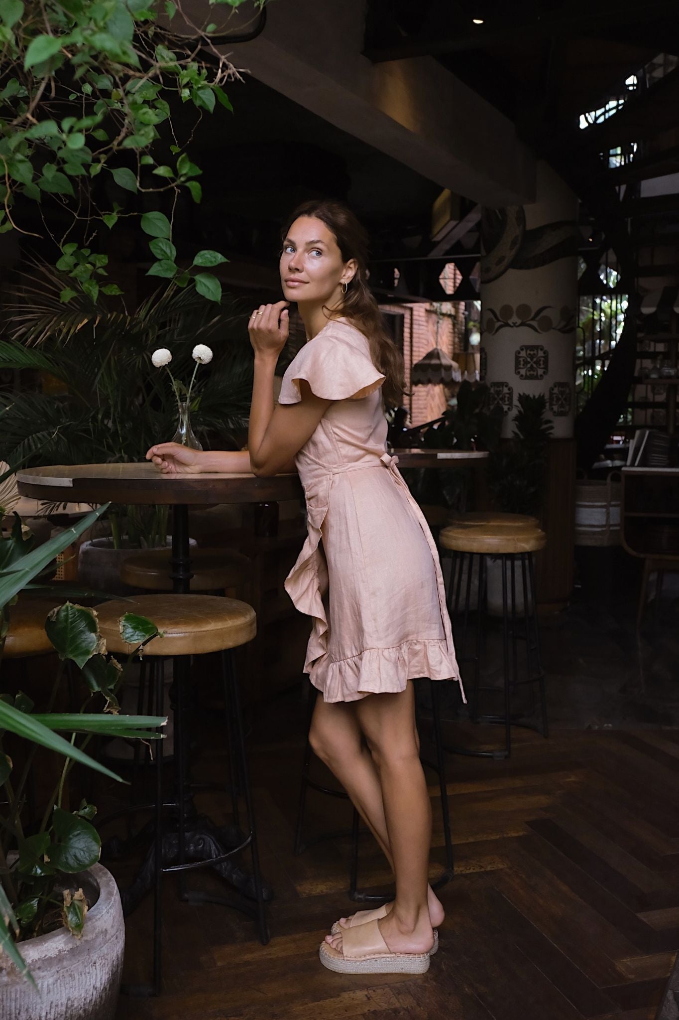 DAPHNE WRAP DRESS - Cactus Peach