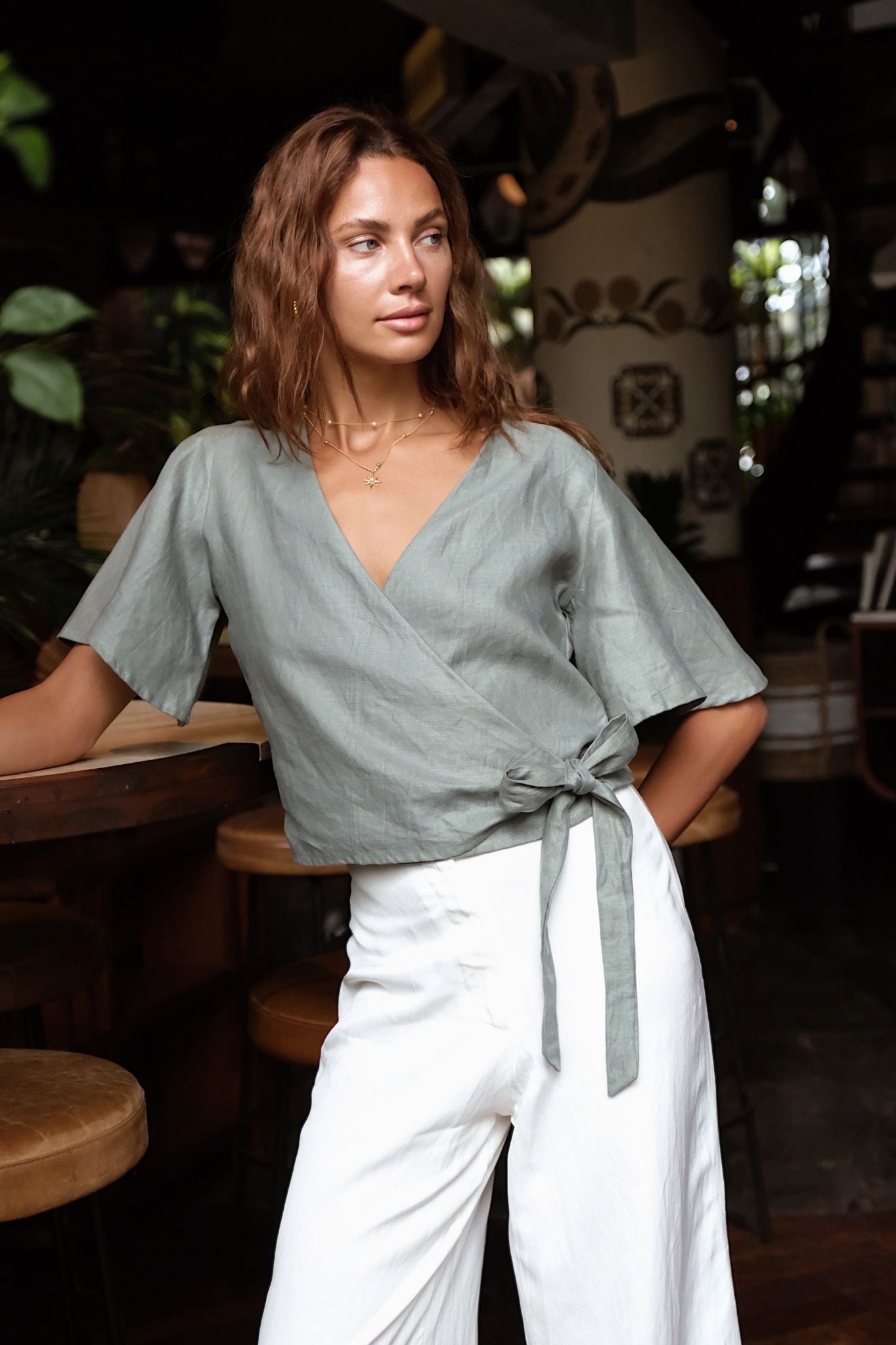 LILY WRAP TOP - Agave