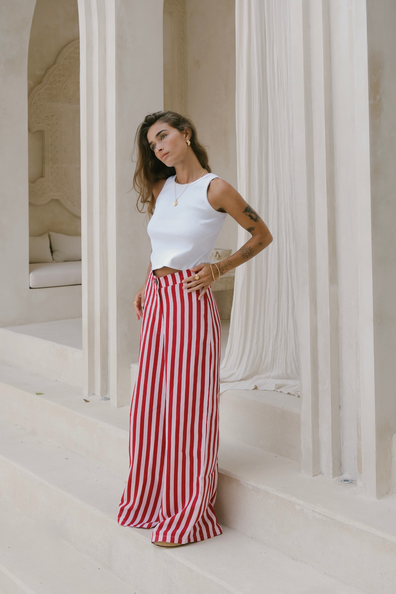 BANKS PANTS - Red/Pink Stripe