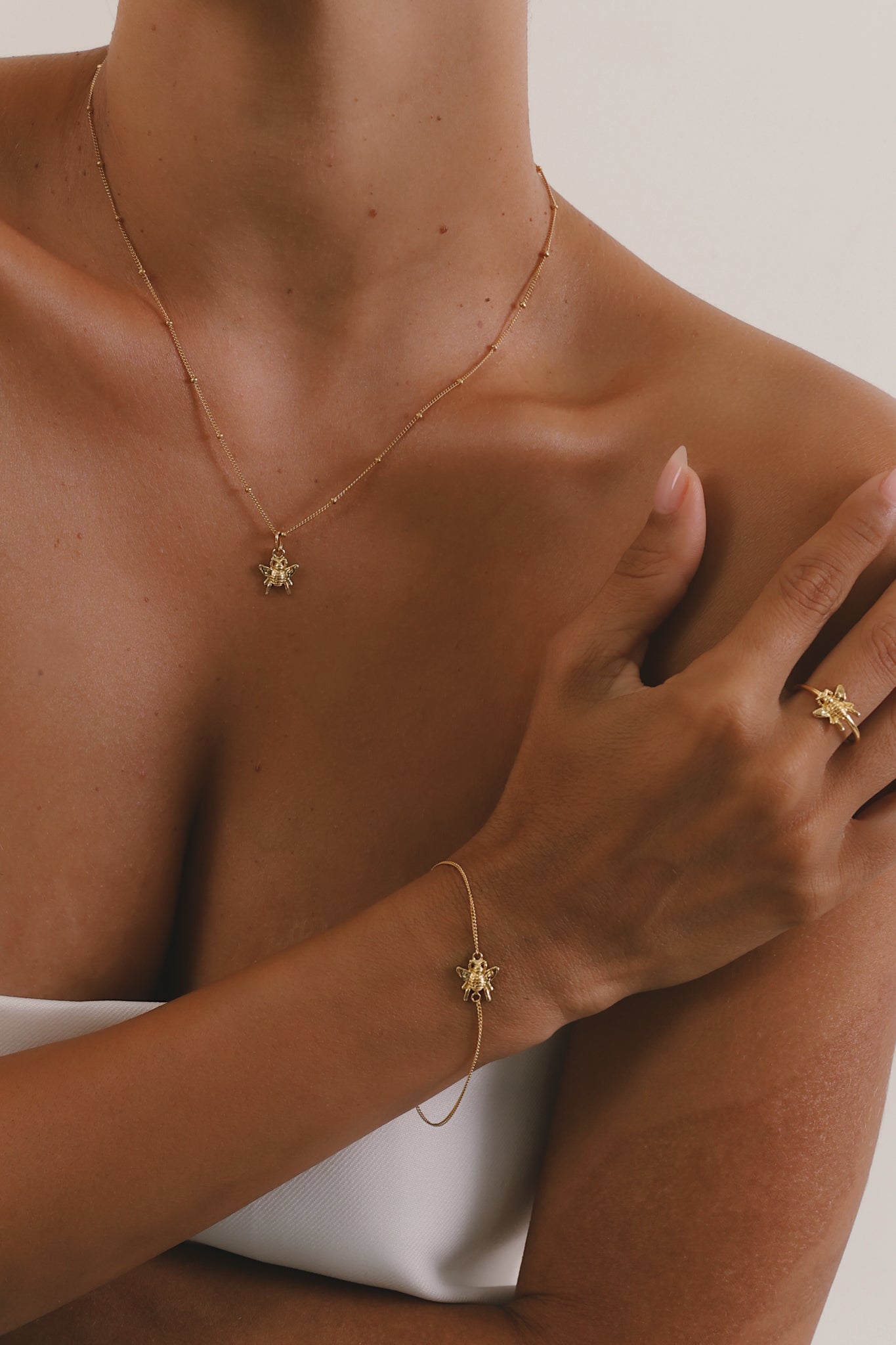 Honey Bee Charm Necklace (Strength & Resilience) - Gold