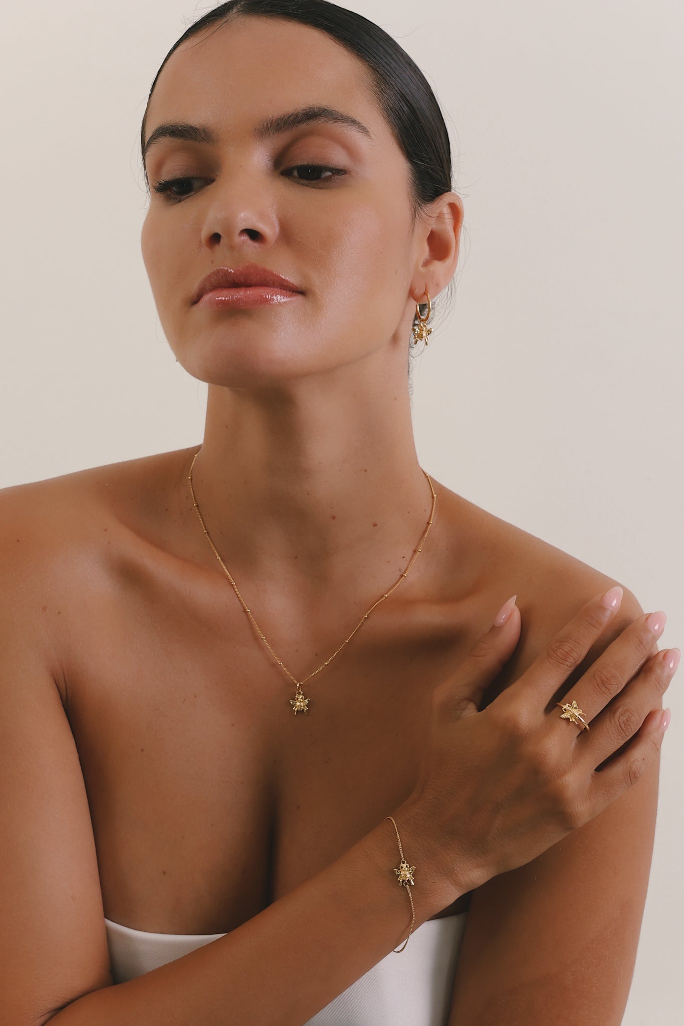 Honey Bee Charm Necklace (Strength & Resilience) - Gold