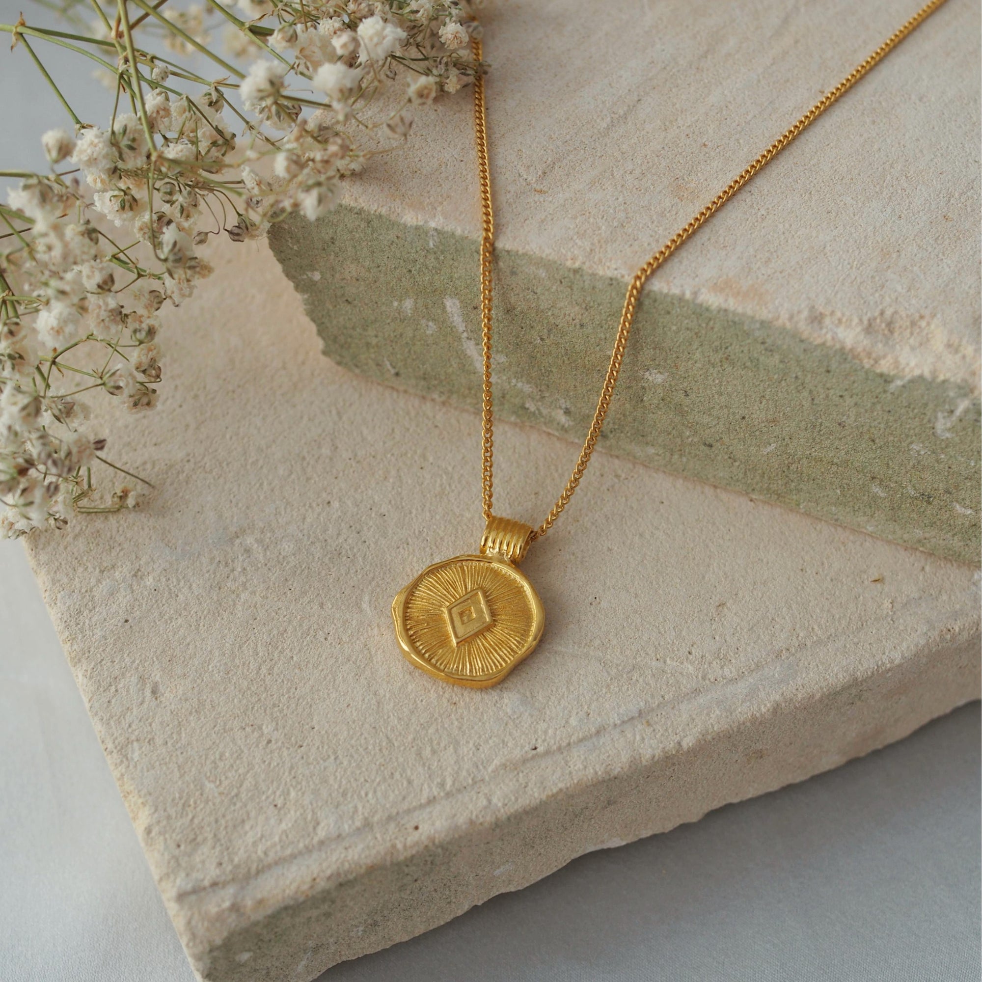 Health Necklace (Reversible) - Gold recycled sterling silver