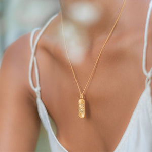 Truth & Good Luck Necklace (Reversible) -  Gold organic materials