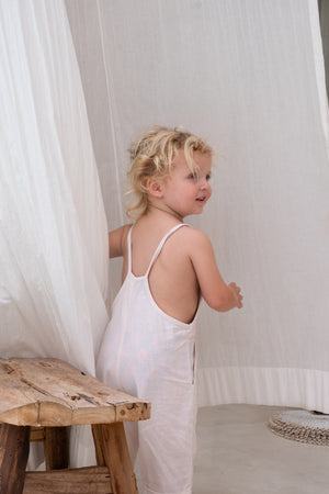Aus Fashion Brand Linen Ollie overalls Kids Sizes Organically Plant Dyed