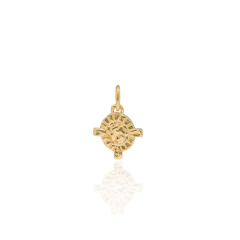 Mini Saint Dymphna charm gold back side