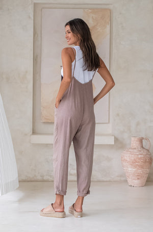 Rosewood Organic Plant Dyed Linen Overalls