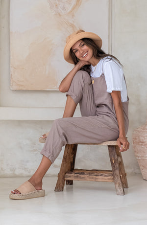 Rosewood Organic Plant Dyed Linen Overalls
