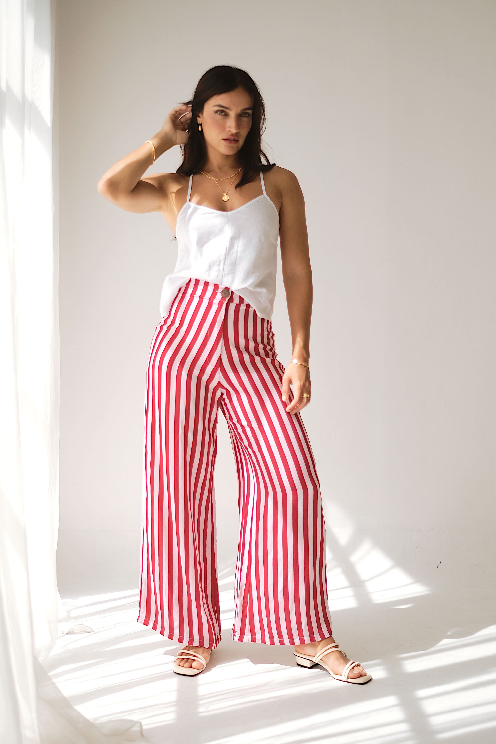 BANKS PANTS - Red/Pink Stripe