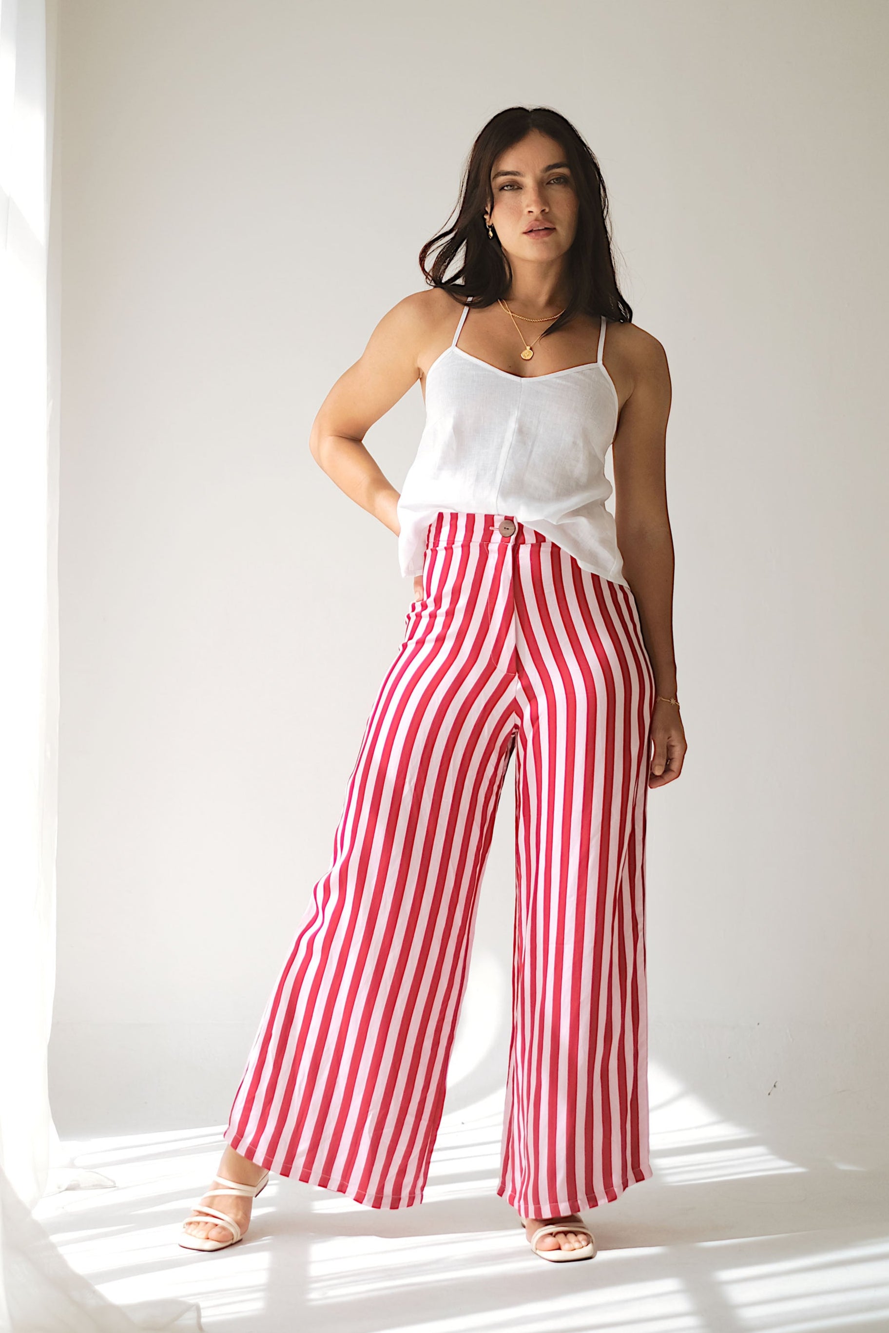 BANKS PANTS - Red/Pink Stripe