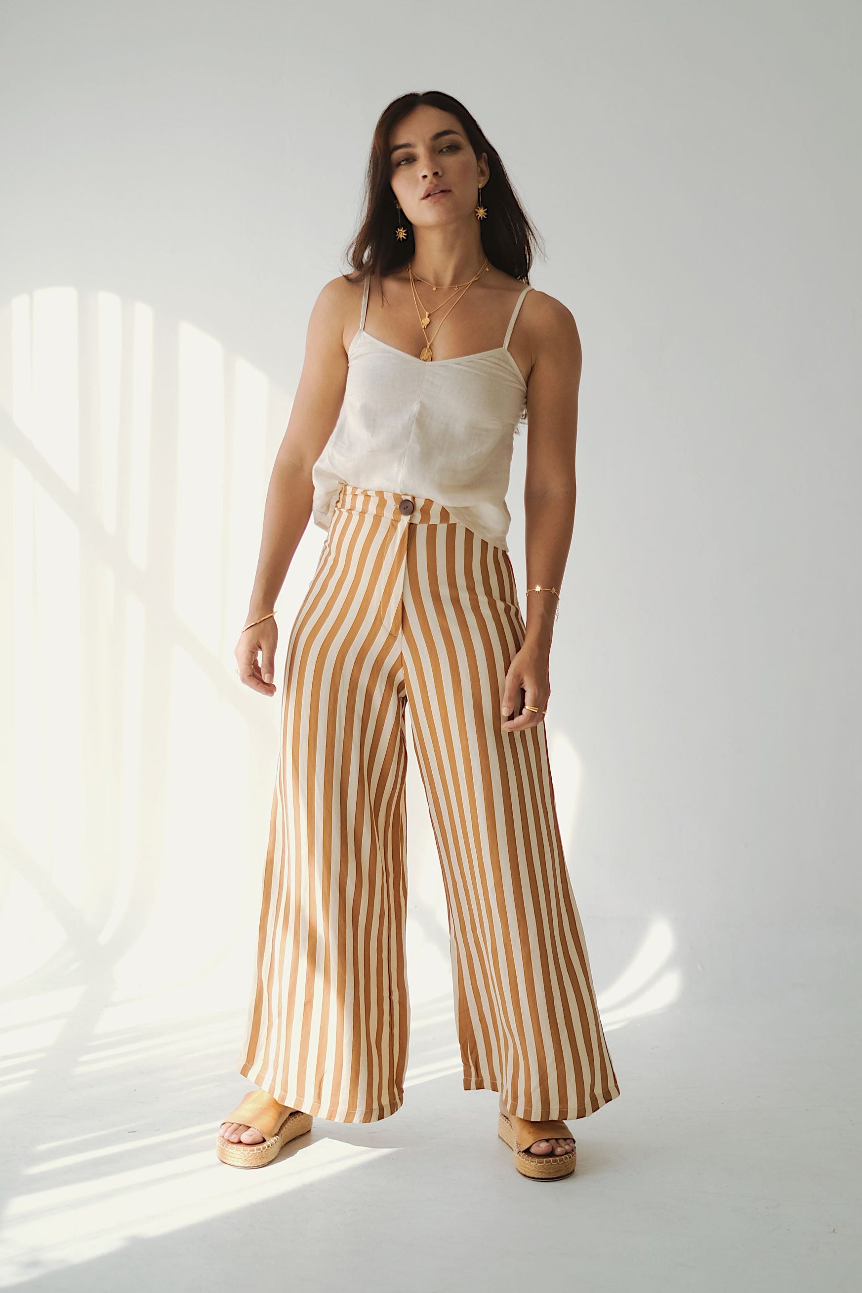 BANKS PANTS - Sand/Cocoa Stripe