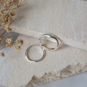 Lafayette Wave Ring Set (2 Rings) - Silver