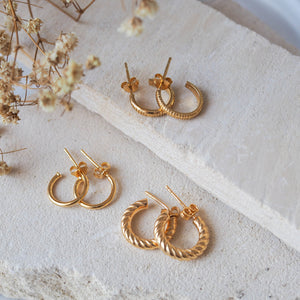 The Hudson Twisted Hoops 12mm - Gold