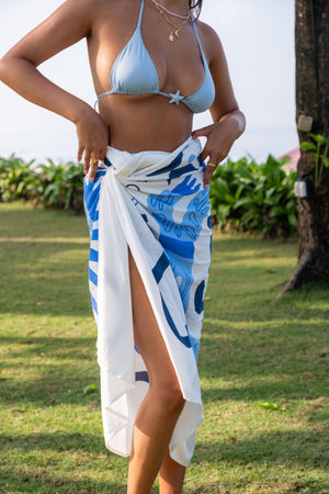 Sunshine Lagi Blue Sarong Canggu Bali Vibe Long Skirt Hand printed