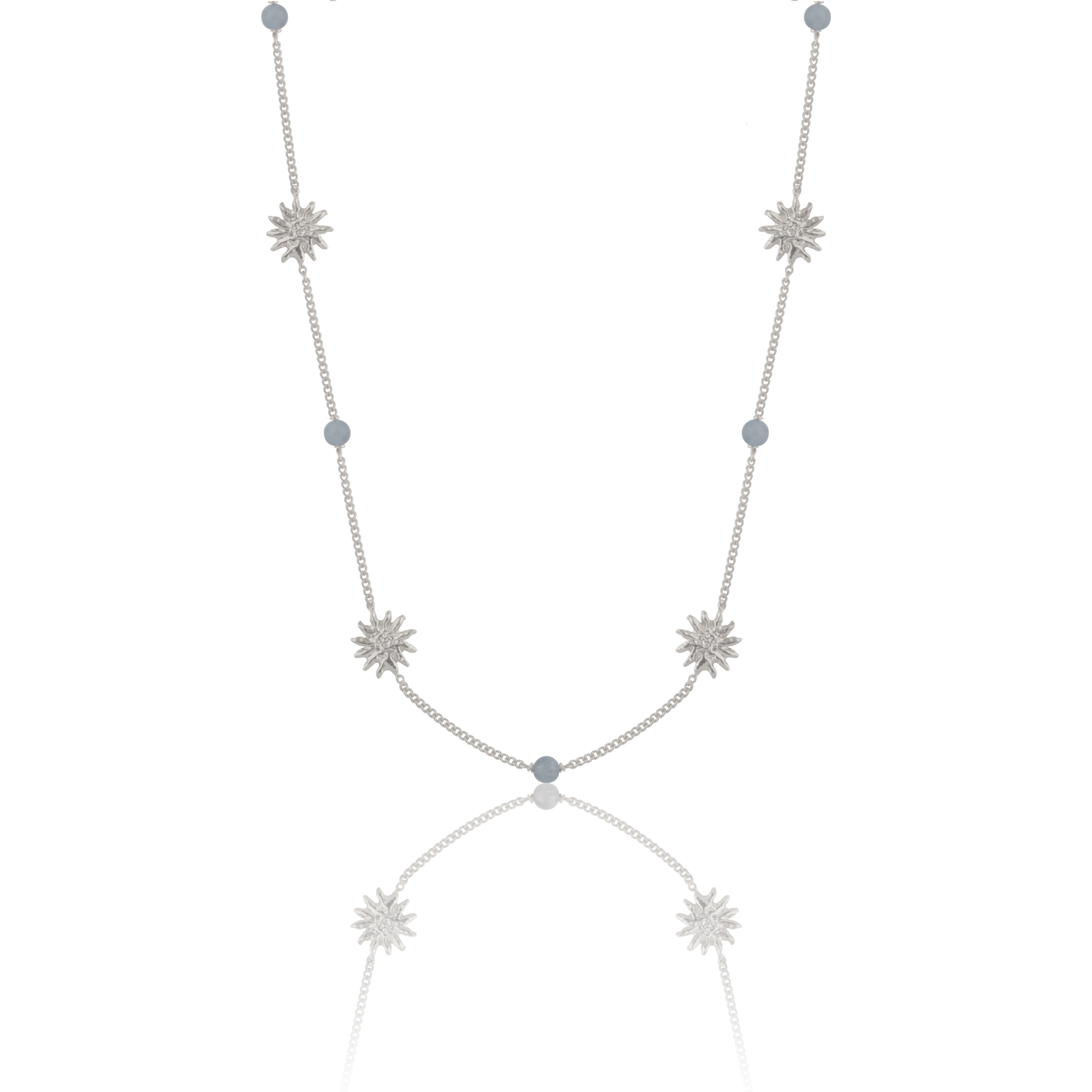 Handcrafted Luna & Rose x Tahnee Kelland ‘Warm Love’ silver necklace, featuring sun charms and labradorite gemstones, ethical jewellery made in Bali