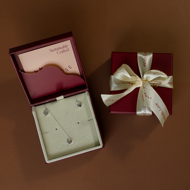 Triple Heart of Gold Necklace - silver in packaging luna and rose