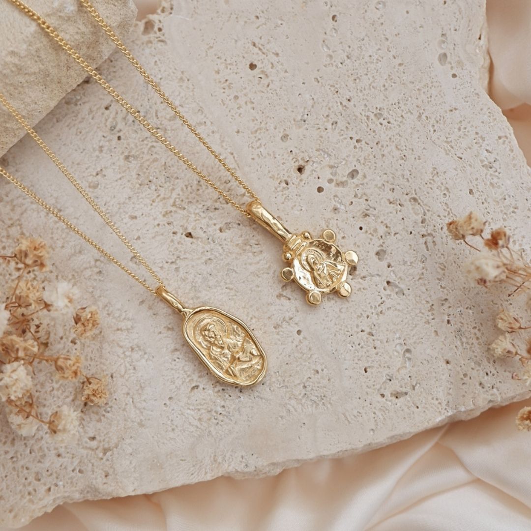 9KT Solid Gold Mary Magdalene Pendant - Symbol of Power, Grace, Loyalty & Adversity