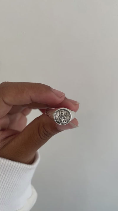 St John Patron Saint of Friendships & Love Signet Ring - Silver