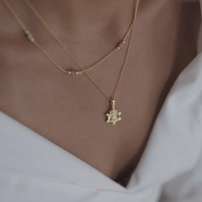 The Sunstone Necklace - Gold layered with Mary Magdalene necklace gold 