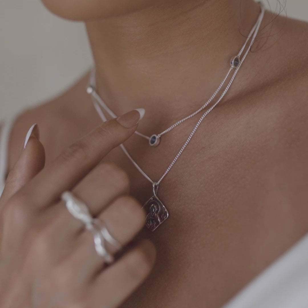 The Noa Necklace - Silver layered with St Martha necklace silver