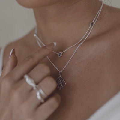 The Noa Necklace - Silver layered with St Martha necklace silver