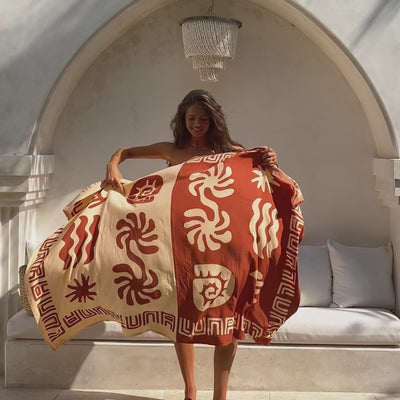 Paradise Sarong - Terracotta Sunset escape to paradise with this lightweight wrap