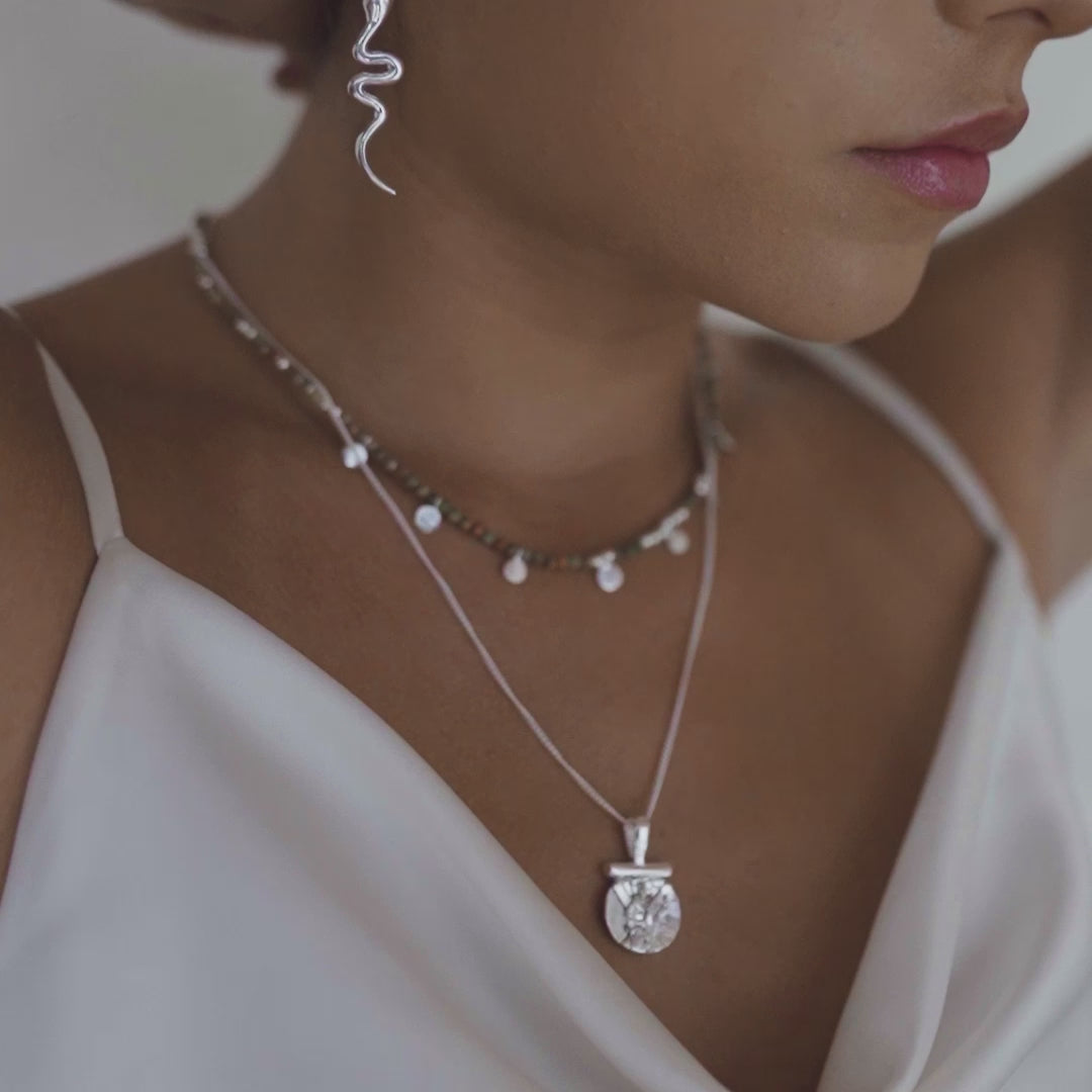 Sienna Sol Necklace - Silver layered with St Andrew necklace silver