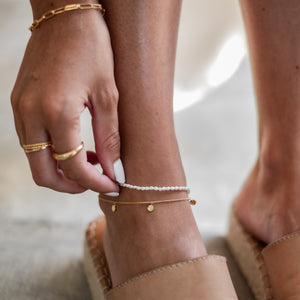 Timeless Mini Pearl Anklet - Gold