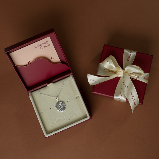 st gerard silver pendant in packaging luna and rose