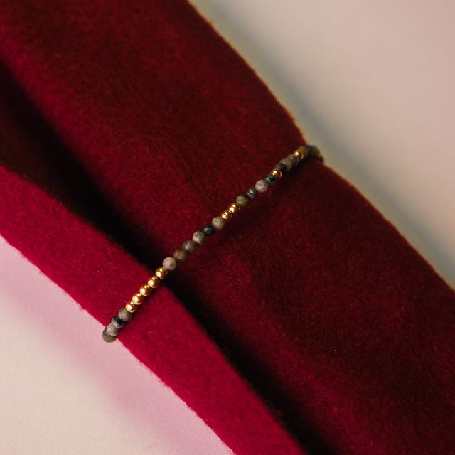 gemstone bracelet with gold beads by luna rose