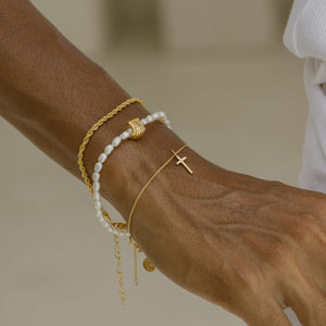 Mini Madonna Cross Charm Bracelet - Gold
