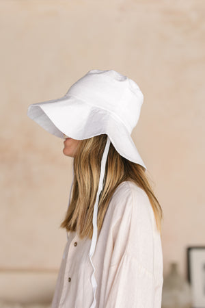 Luna & Rose Linen ALFIE HAT - Coconut White