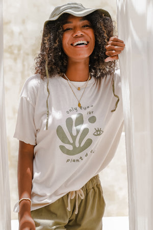 Plants for Eyes Charity T-Shirt Organic Cotton - Macadamia
