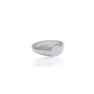 Engravable Mini Circular Signet Ring Silver 