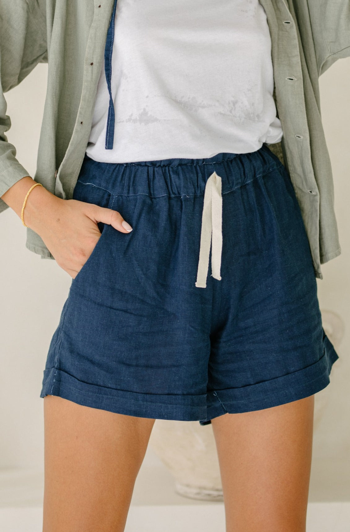 Willow Shorts - Ocean Blue PLant Dyed Linen