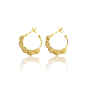 Frida Kahlo inspired Rose Flower Hoop earrings in Gold